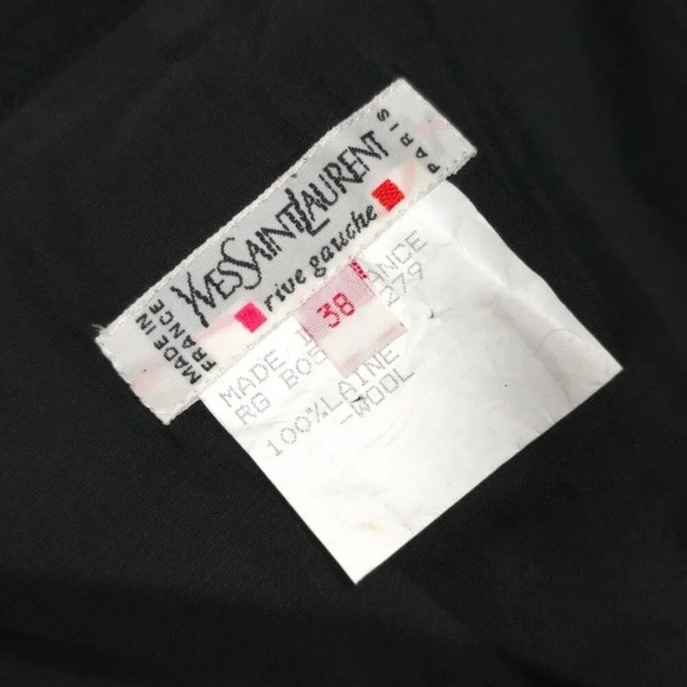 YVES SAINT LAURENT 100% WOOL Skirt Black Size 38 FRANCE MADE Vintage Rive Gauche - Picture 5 of 13